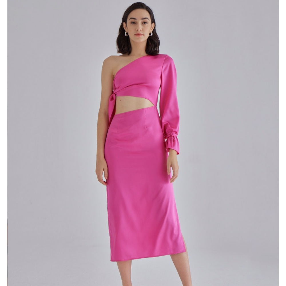 Silk Maison Pink Palace Silk Dress in Hot Pink NWT